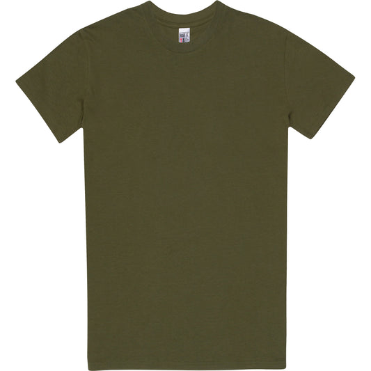 Have it tall 100% cotton luxury T shirt unisex soft tee in Army color against a white background.