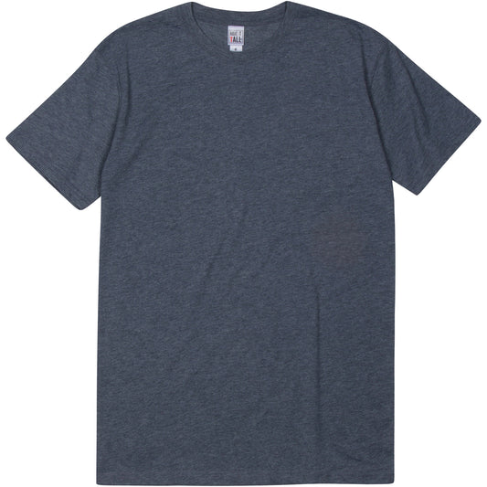 Have It Tall brand Soft Blend Fitted Heather Navy Tall T-Shirt  for Men with Luxurious Soft Blend Fabric  on a white background