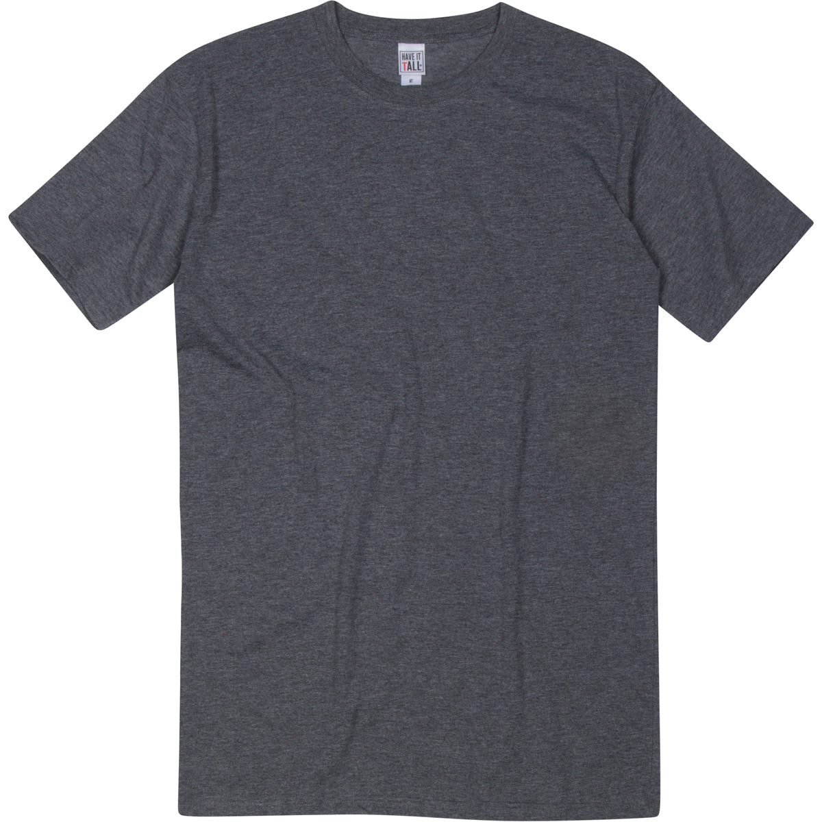 Have It Tall brand Soft Blend Fitted Heather Charcoal Tall T-Shirt for Men with Luxurious Soft Blend Fabric on a white background
