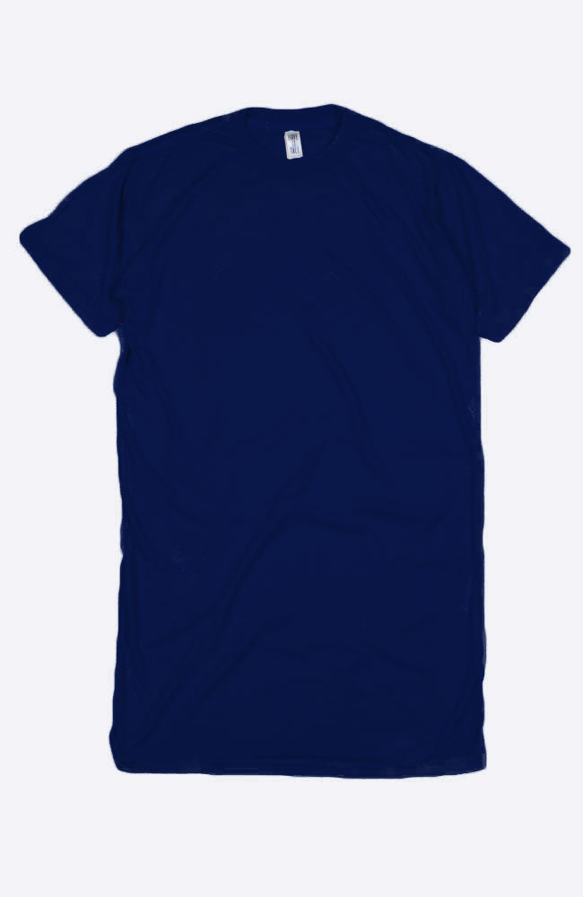 Have It Tall extra long soft blend Navy t shirt luxury tall shrink resistant tee shirt against a white background