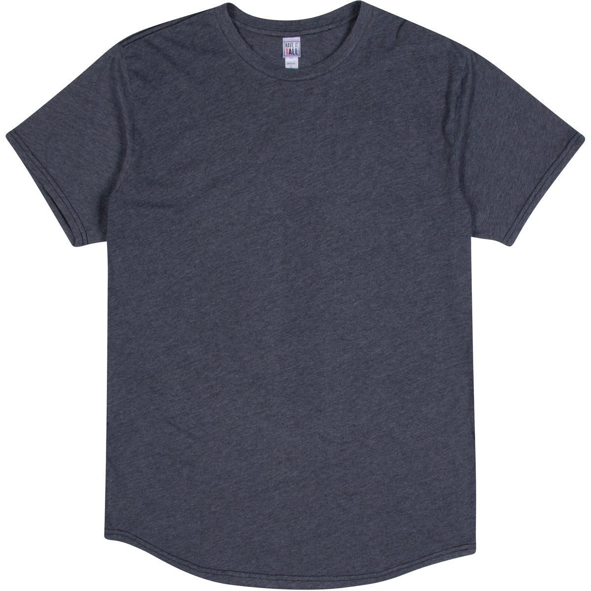 Have It Tall Curved bottom hem t shirt in color Asphalt soft tee against a white background