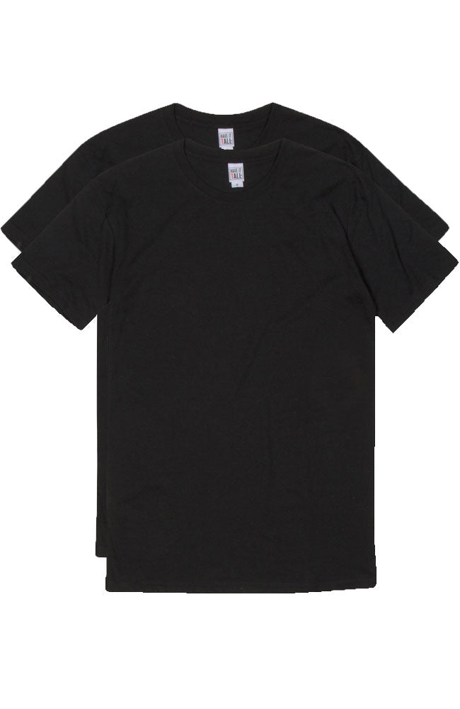 Have It Tall soft blend fitted Black T shirt luxury long 2 pack tee shirt against a white background