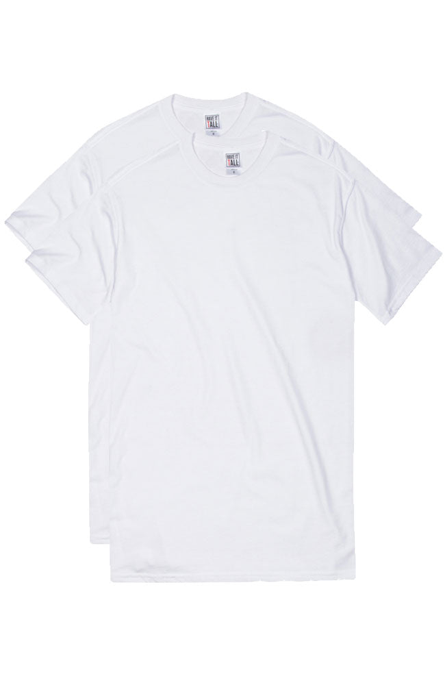 Have It Tall soft blend fitted White T shirt luxury long 2 pack tee shirt against a white background