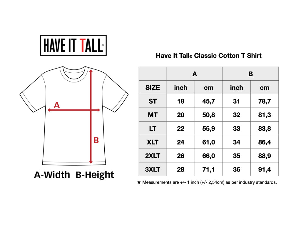 Have It Tall Classic Ring Spun Cotton T Shirt - Build Your Own Bundle and Save!