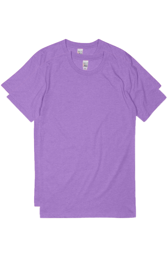 Have It Tall soft blend fitted Heather Lilac T shirt luxury long 2 pack tee shirt against a white background