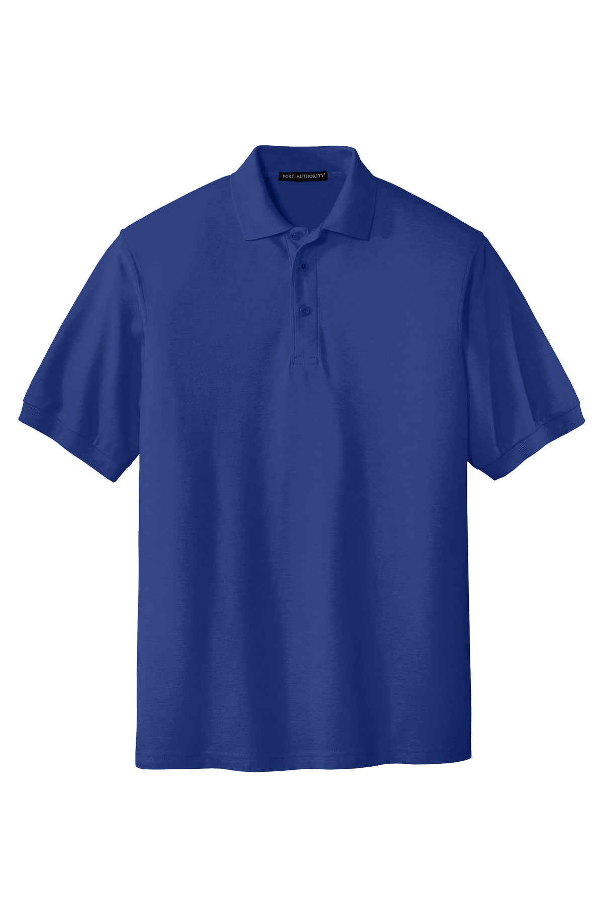 Port Authority Tall Silk Touch Polo in color royal with dyed buttons cotton/poly blend against a white background