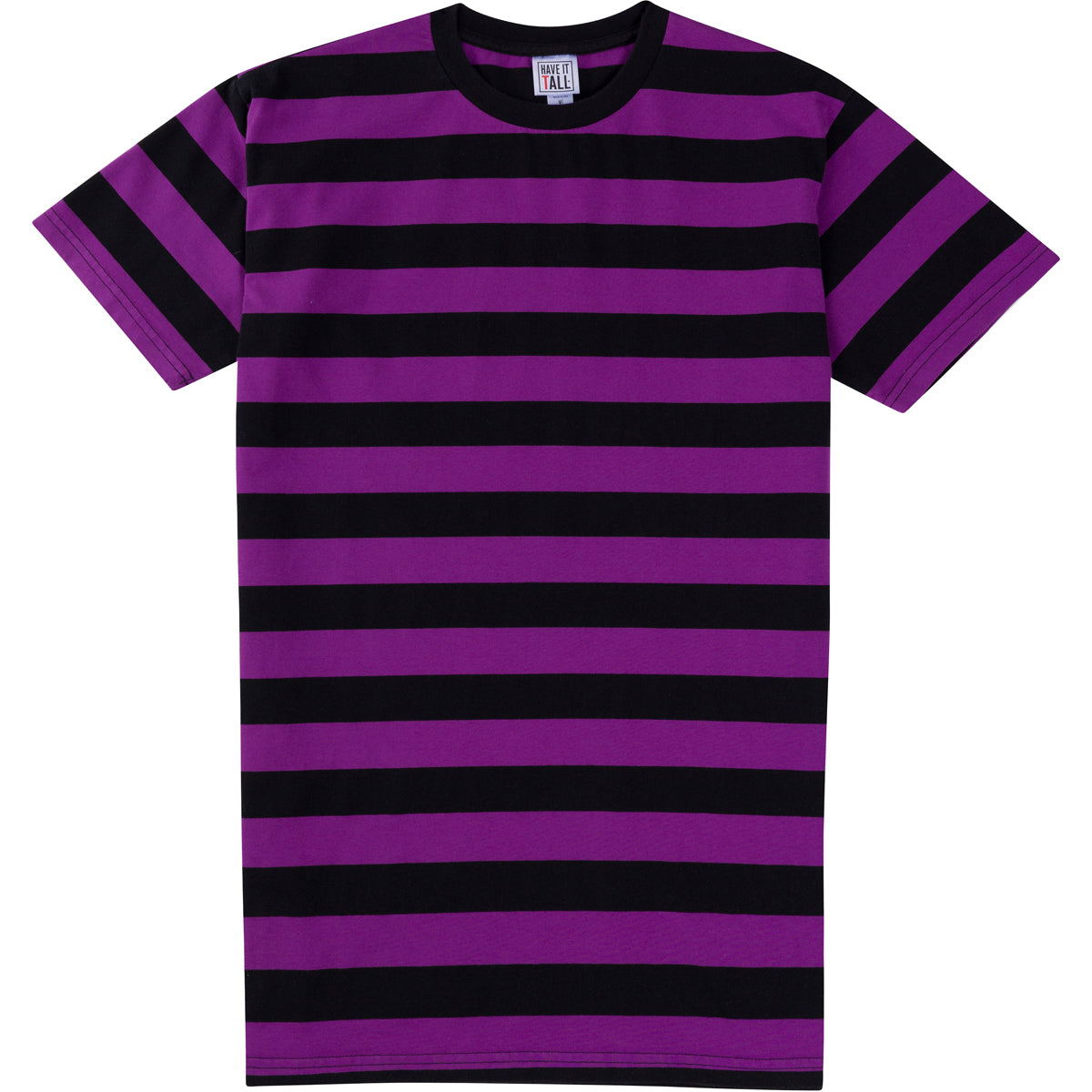 Have It Tall comfortable quality T shirt in color Lilac with Black stripes against a white background