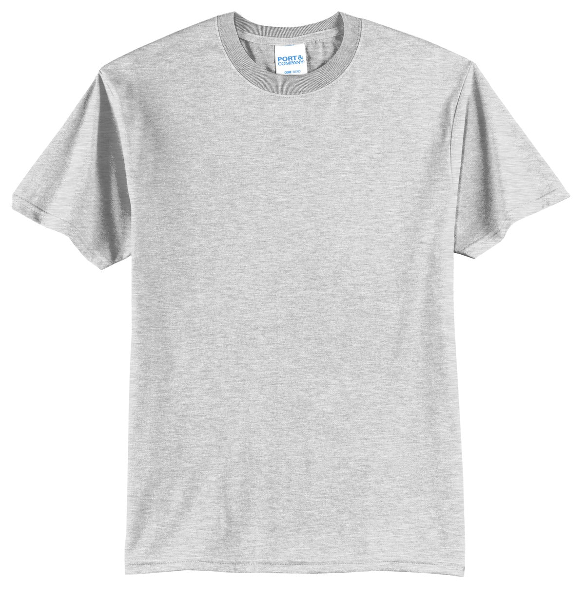 Port company ash T shirt 50/50 cotton poly soft comfortable and durable tee against a white background