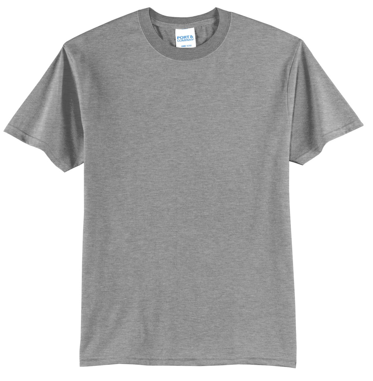 Port company athletic heather T shirt 50/50 cotton poly soft comfortable and durable tee against a white background