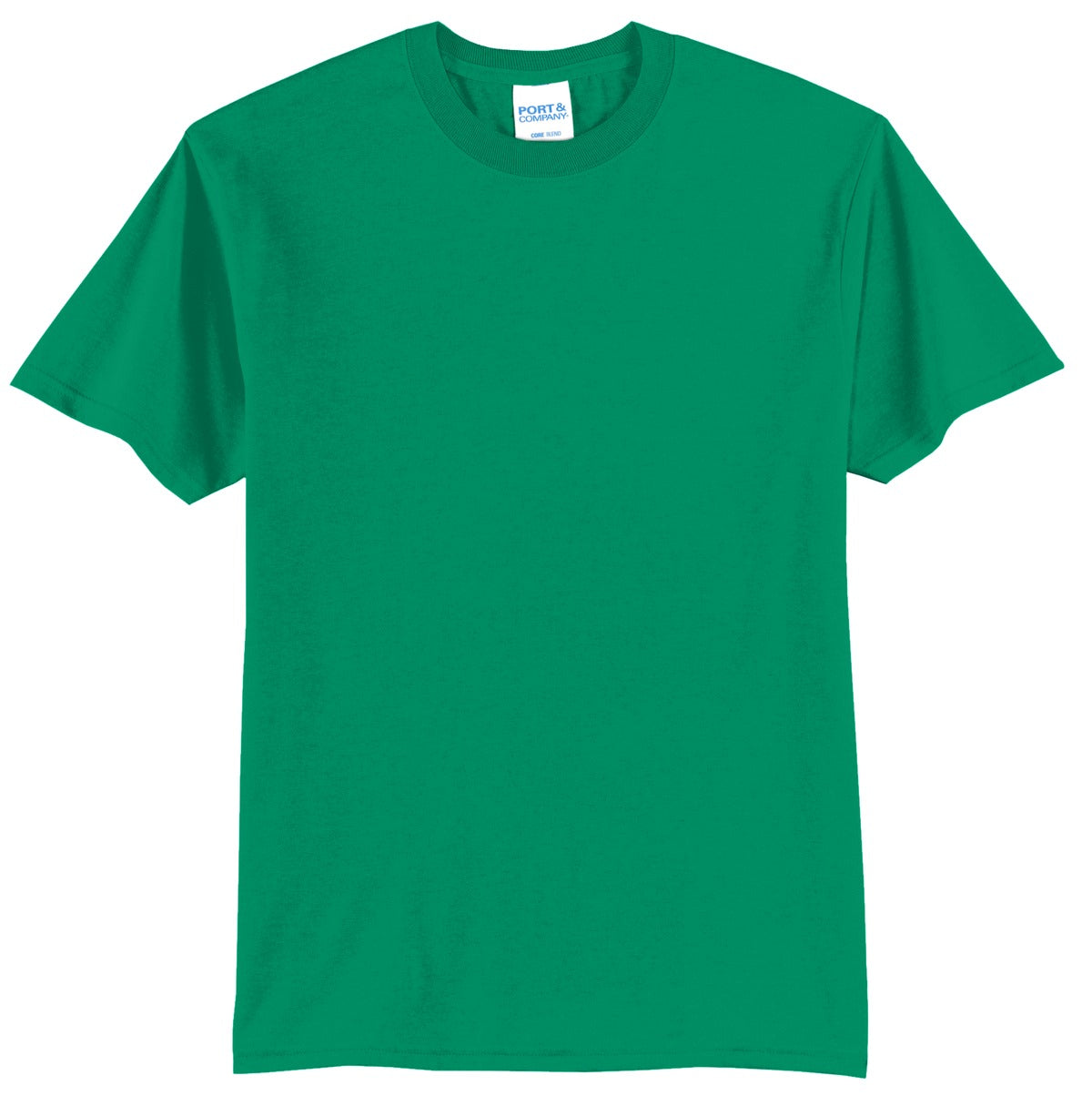 Port company kelly green T shirt 50/50 cotton poly soft comfortable and durable tee against a white background