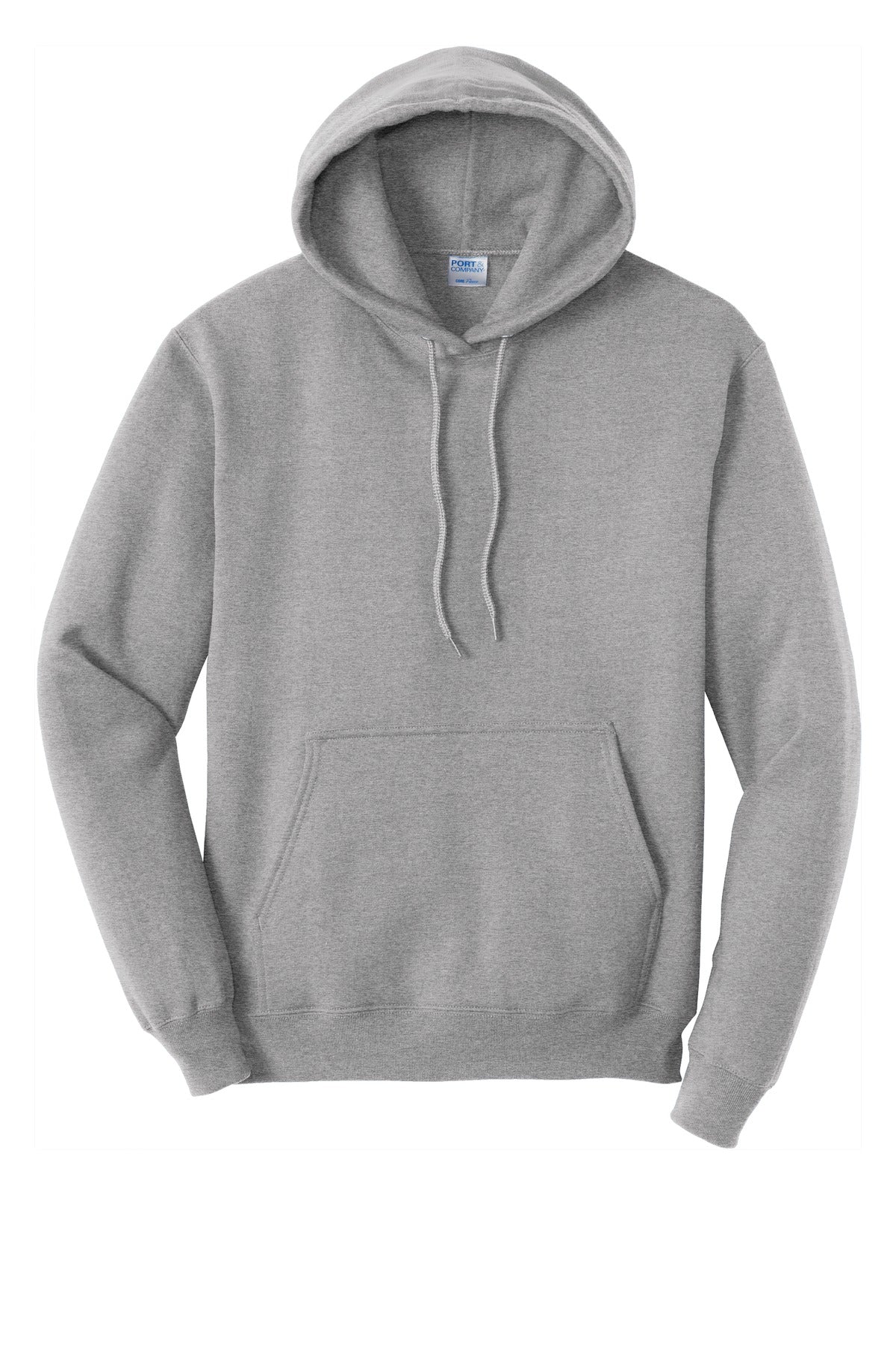 athletic heather colored Port & Company Tall Pullover Hooded Sweatshirt 50/50 cotton/poly blend against a white background