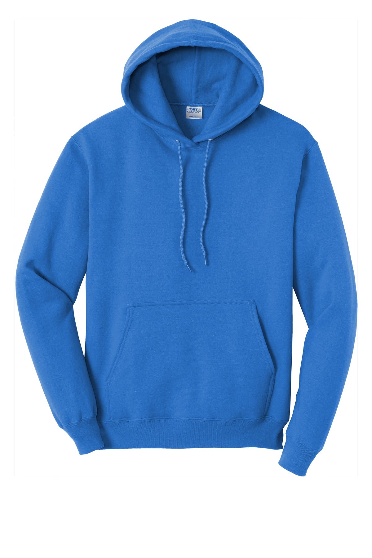 royal colored Port & Company Tall Pullover Hooded Sweatshirt 50/50 cotton/poly blend against a white background