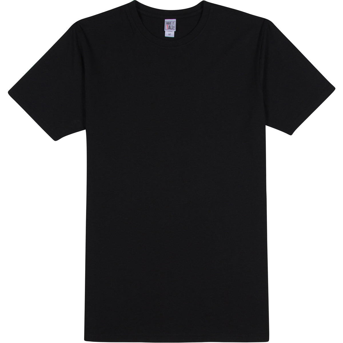 Have It Tall black T shirt premium blend slim fit soft breathable shrink resistant tee shirt against a white background