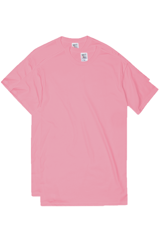 Have It Tall soft blend fitted Rose Pink T shirt luxury long 2 pack tee shirt against a white background