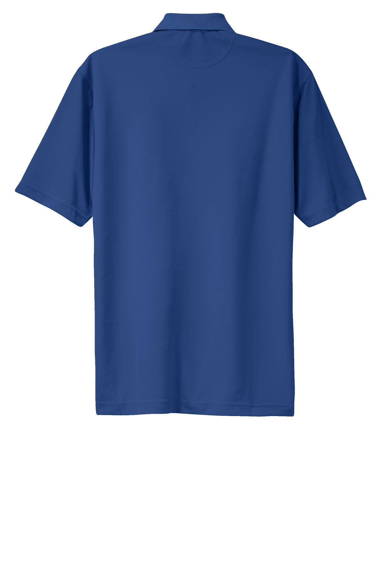 Sport-Tek Tall Dri-Mesh Polo in color royal 100% polyester tee shirt showing the back of the shirt against a white background