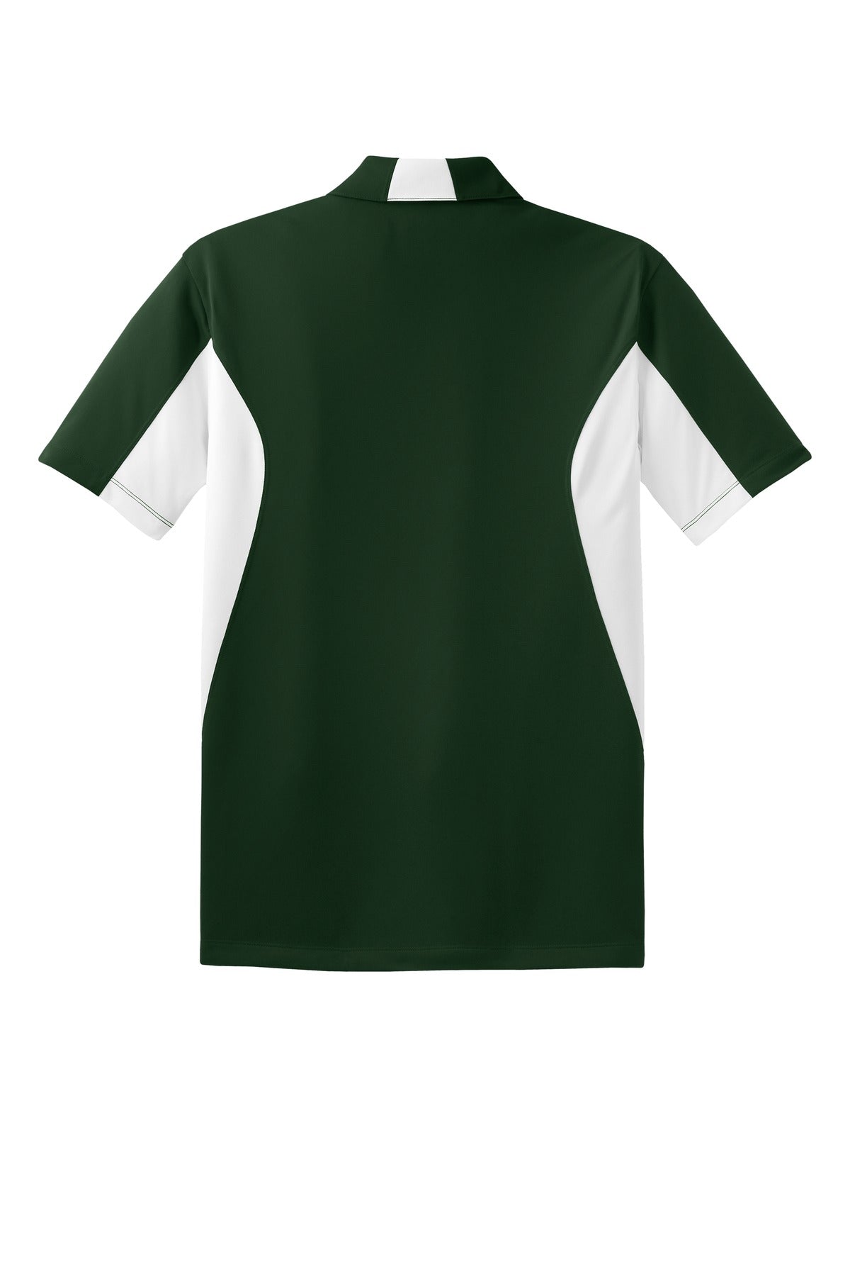 Sport-Tek Tall Side Blocked Micropique Sport-Wick Polo in color forest green with white armpits showing the back of the shirt against a white background