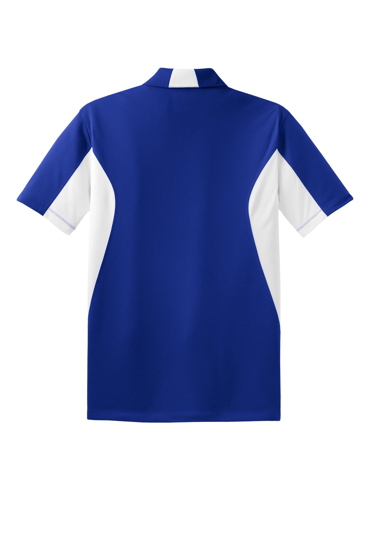 Sport-Tek Tall Side Blocked Micropique Sport-Wick Polo in color true royal with white armpits showing the back of the shirt against a white background