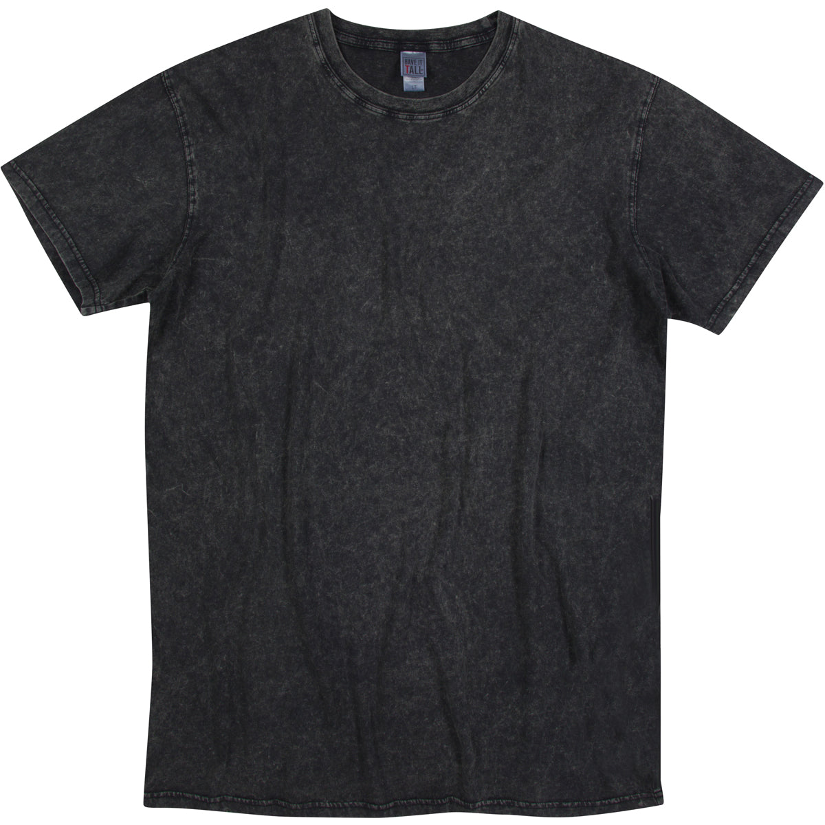Have It Tall black vintage stone washed T shirt drier and washer safe Tee against a white background