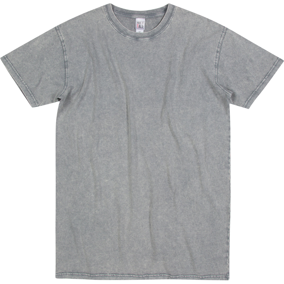 Have It Tall gray vintage stone washed T shirt drier and washer safe Tee against a white background
