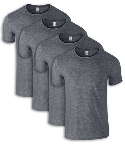 Have It Tall men's dark heather T shirts in packs of 4 with luxury soft materials against a white background