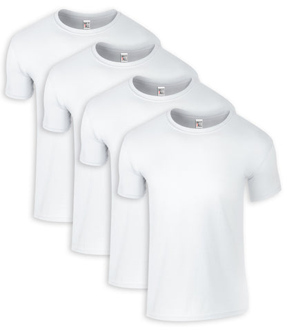 Have It Tall men's white T shirts in packs of 4 with luxury soft materials against a white background