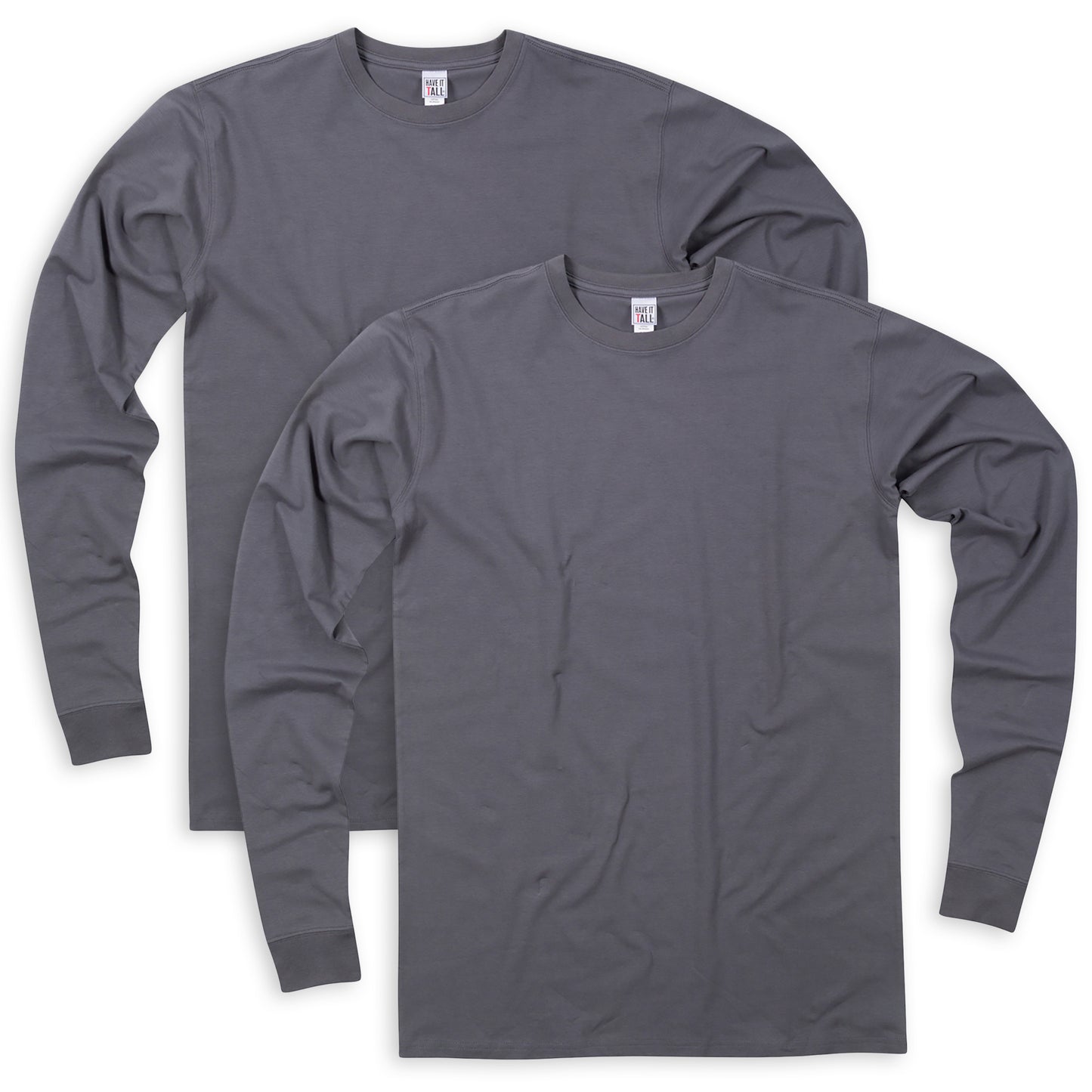 Have It Tall Long Sleeve T-Shirt - Cotton/Spandex 4 Way Stretch 2 Pack