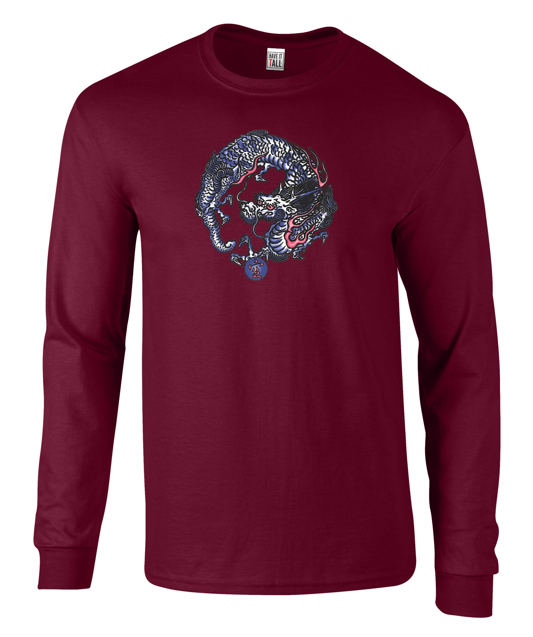 Have It Tall Long Sleeve T-Shirt Tattoo Dragon Graphic