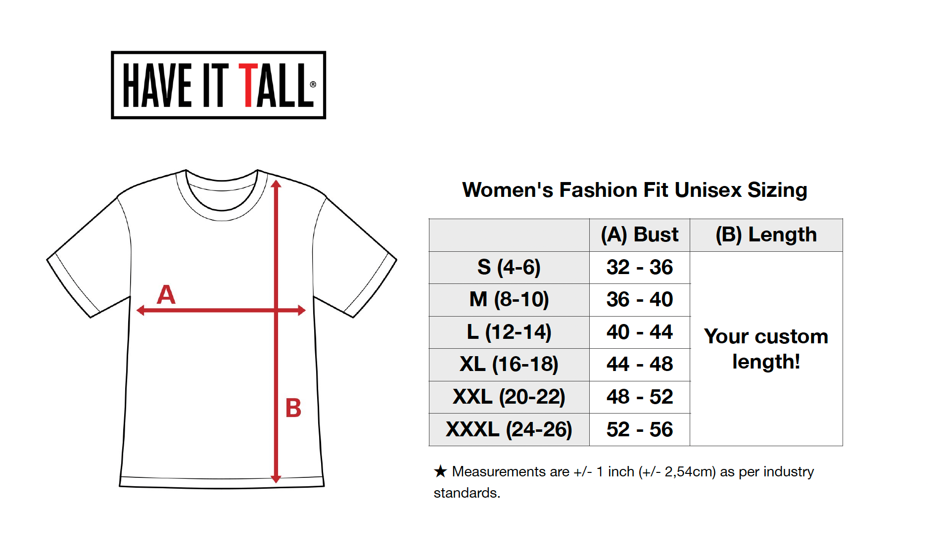 Have It Tall Women's Soft Blend Fashion T Shirt - Your Custom Length!