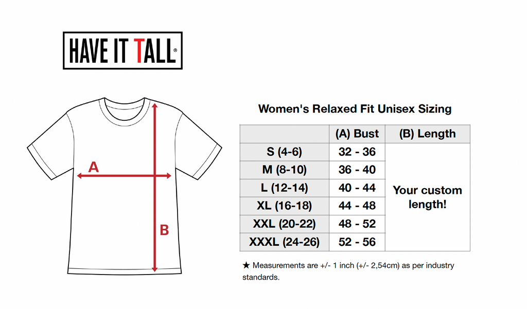 Have It Tall Women's Ring Spun Stretch Cotton Relaxed Fit T Shirt - Your Custom Length!