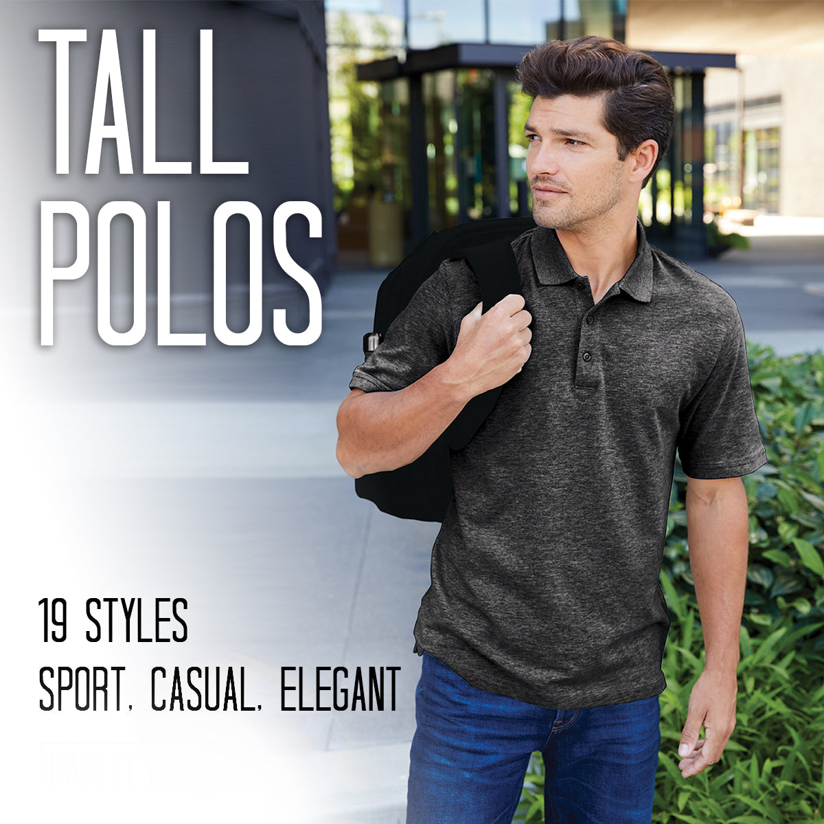 Tall Men's Polo shirts for all occasions. Sport Business Casual and Elegant styles. 15 different styles of tall polos.