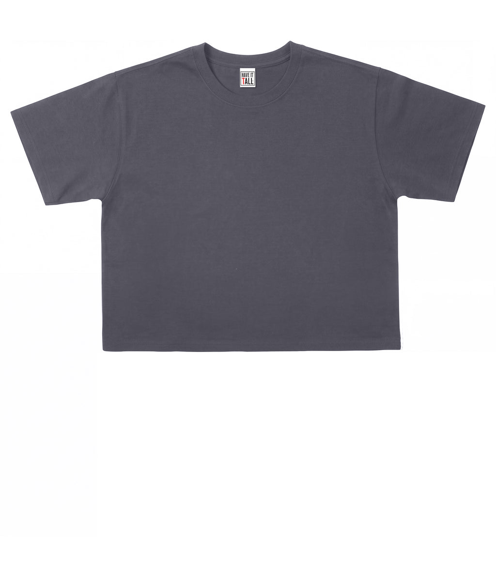 Women's Stretch Cotton Relaxed Fit T Shirt - Crop Top Length
