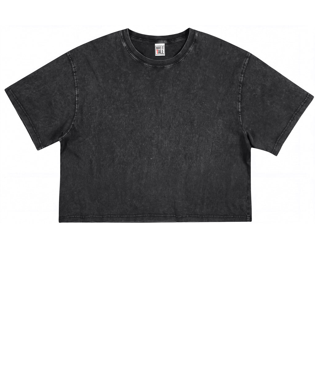 Women's Vintage Wash Cotton Relaxed Fit T Shirt - Crop Top Length