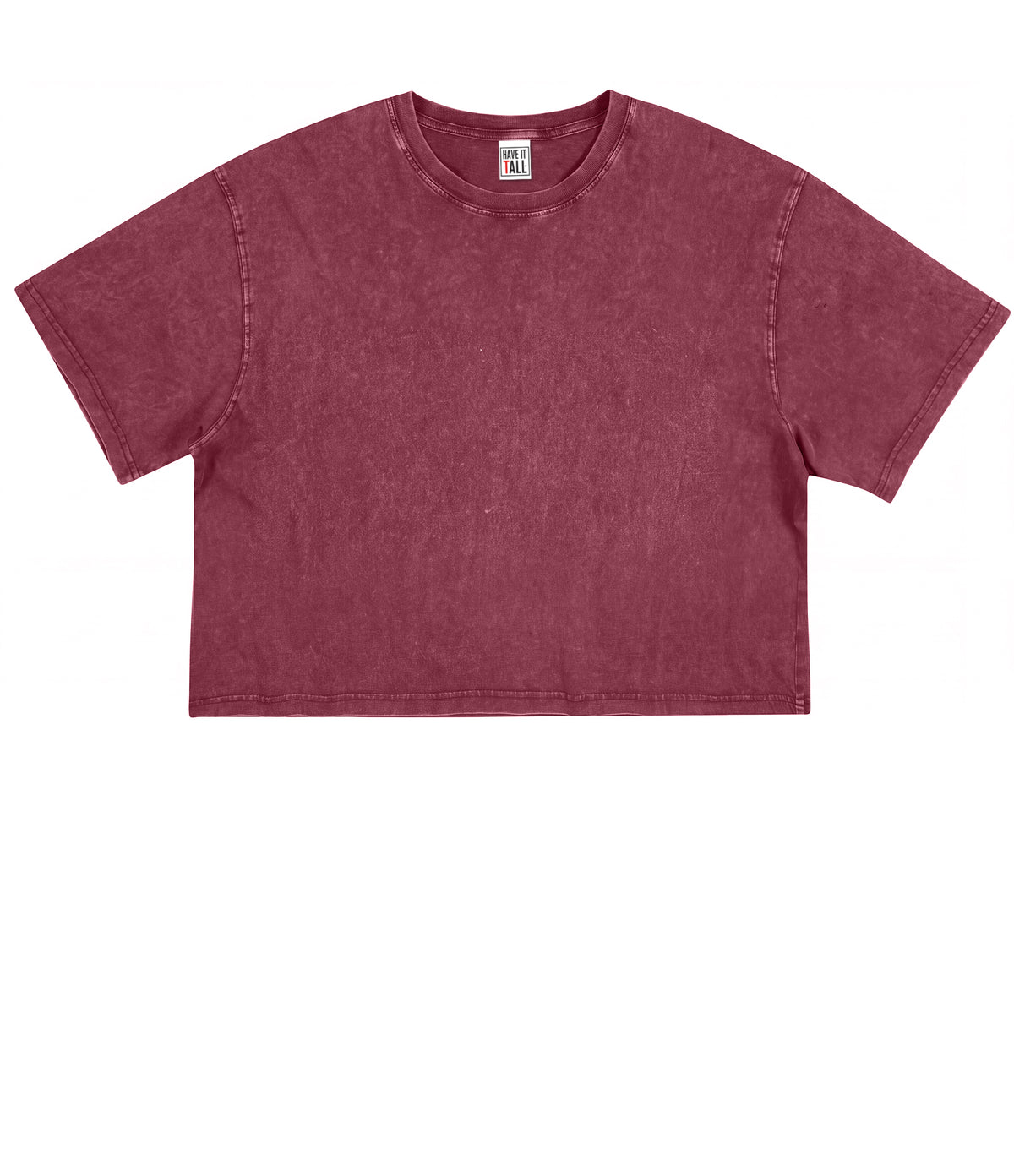 Women's Vintage Wash Cotton Relaxed Fit T Shirt - Crop Top Length