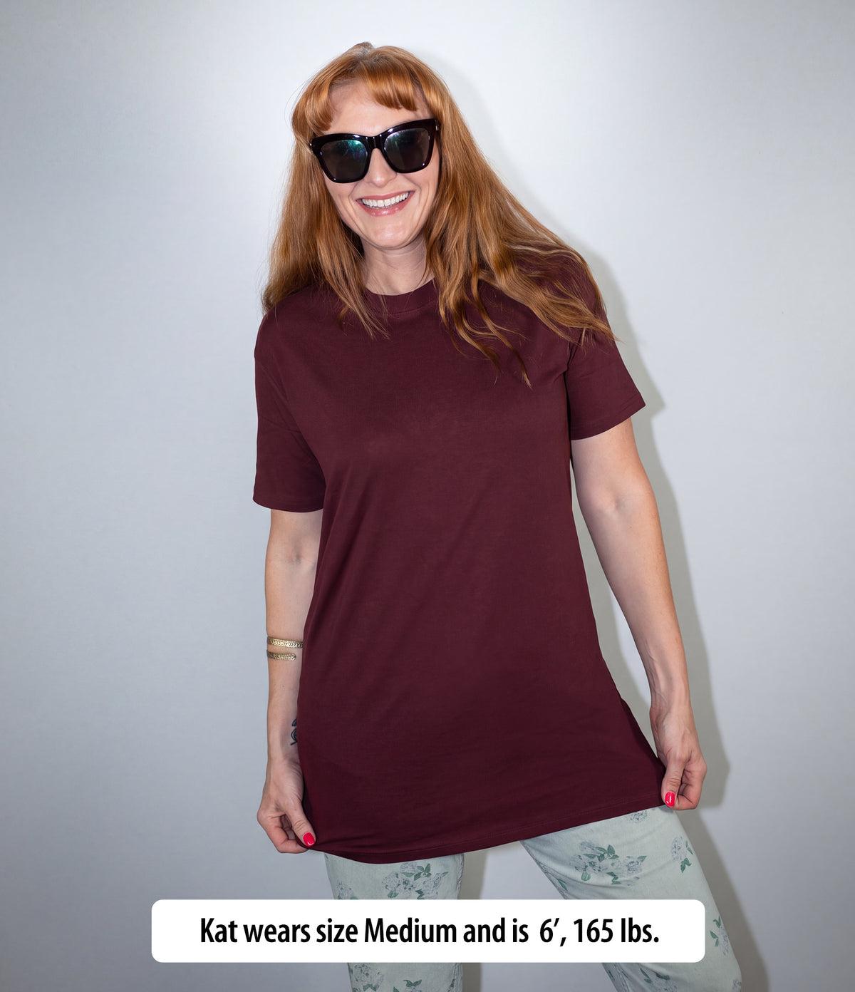 Women's Stretch Cotton Relaxed Fit T Shirt - Tunic Length