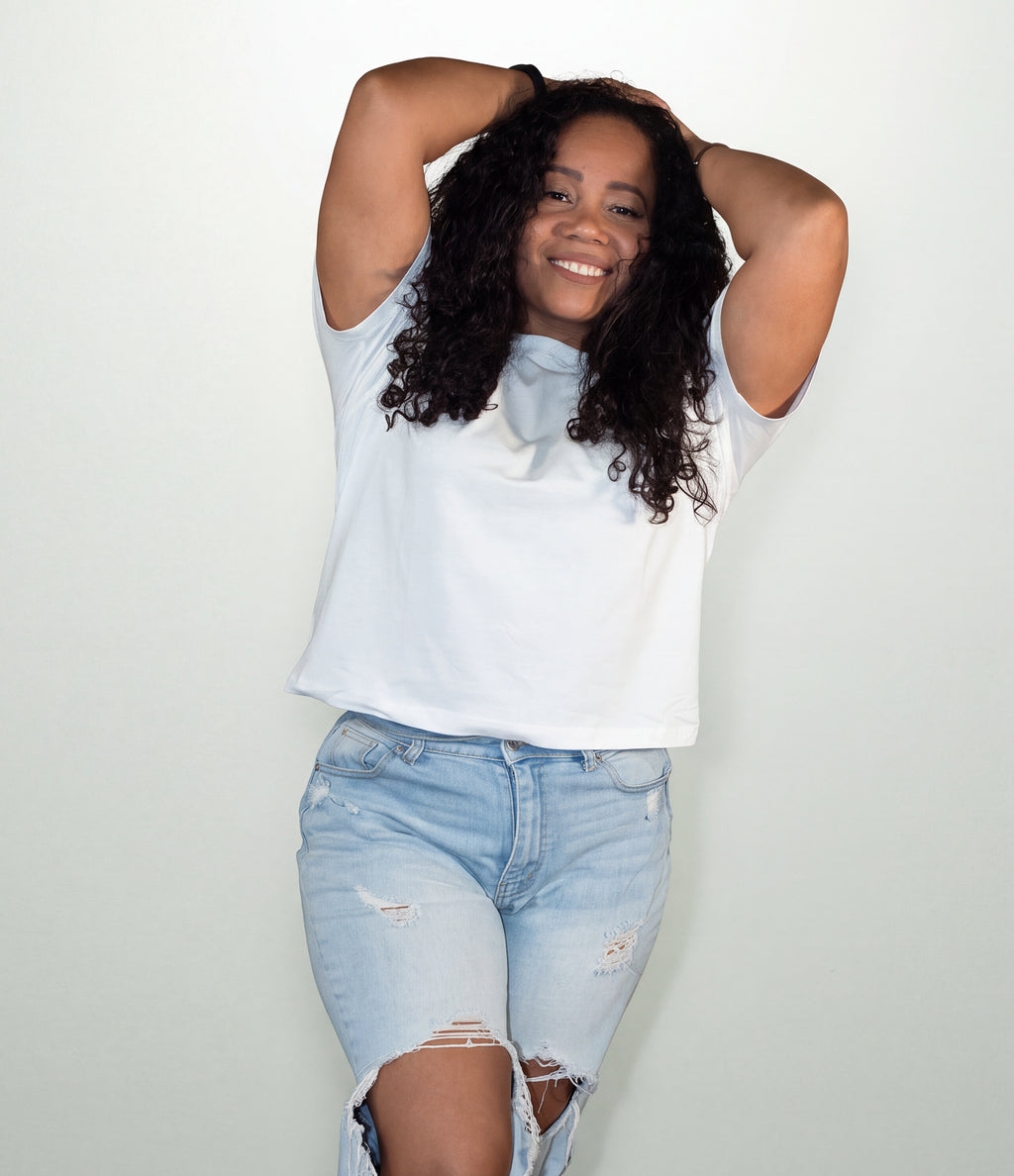 Women's Stretch Cotton Relaxed Fit Boxy T Shirt - Waist Length