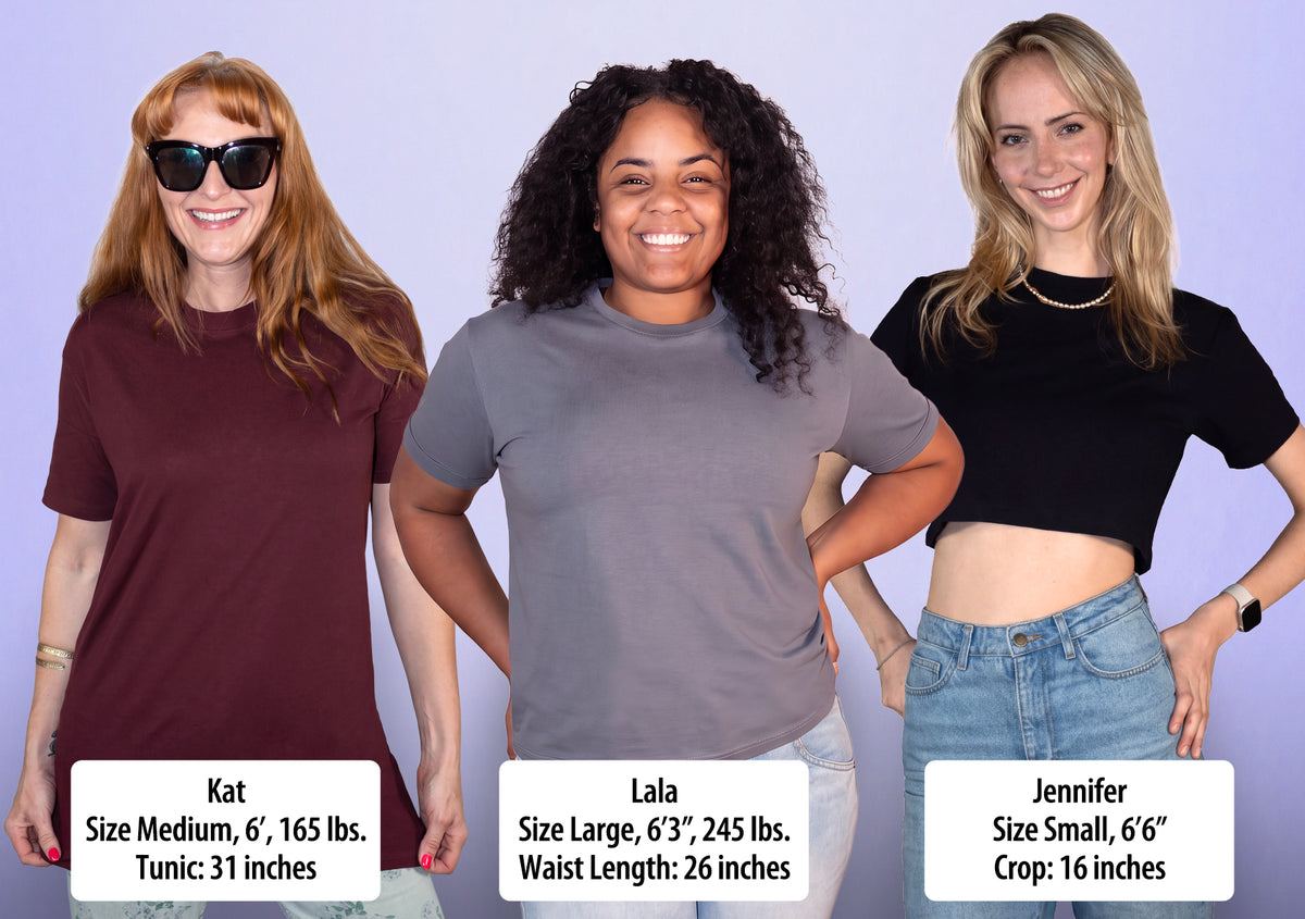 Women's Stretch Cotton Relaxed Fit T Shirt - Your Custom Length!