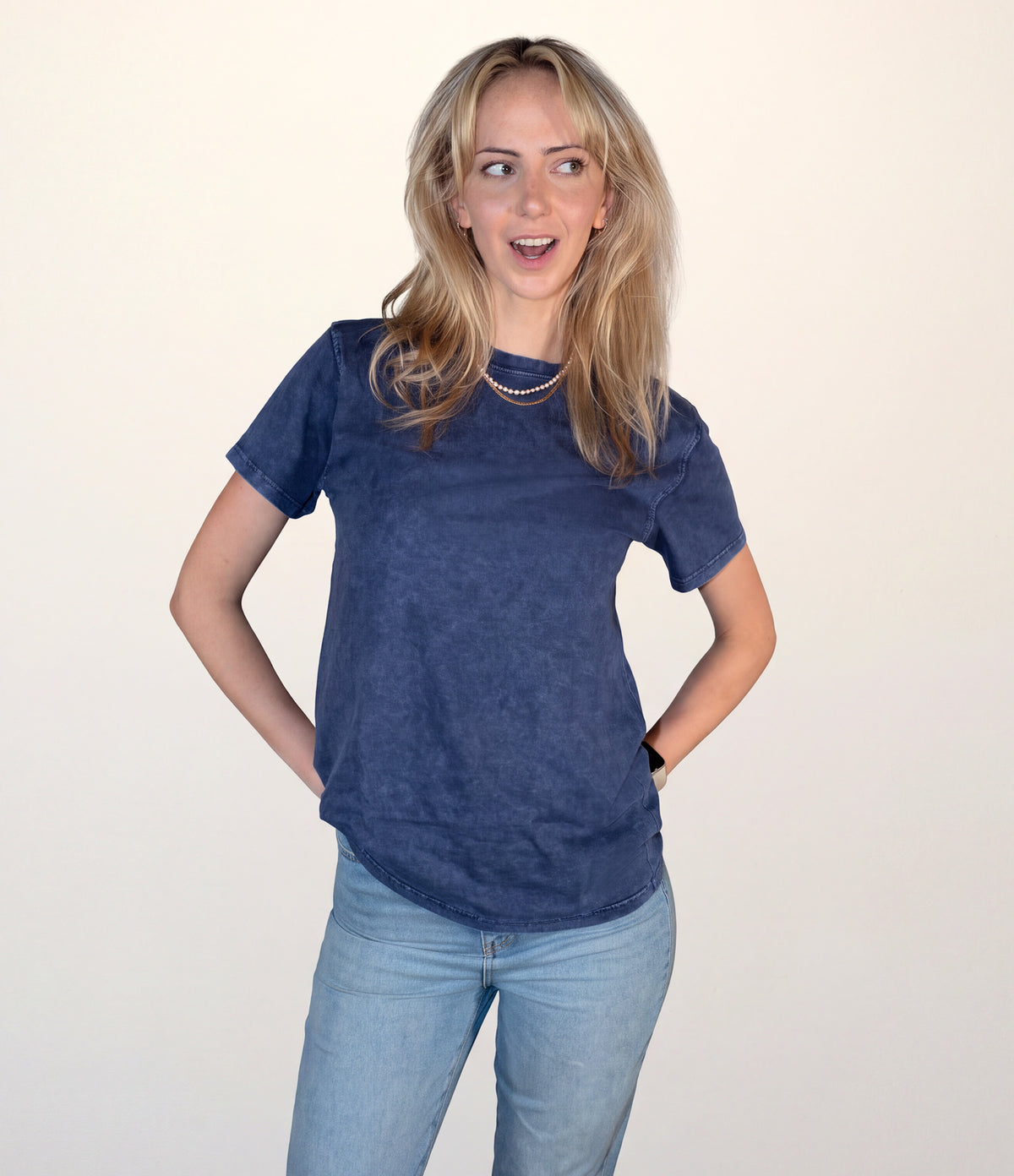 Women's Vintage Wash Cotton Relaxed Fit T Shirt - Tunic Length