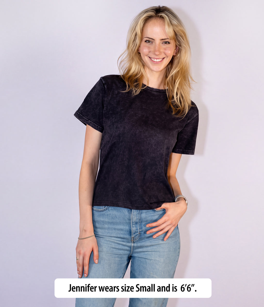 Women's Vintage Wash Cotton Relaxed Fit Boxy T Shirt - Waist Length