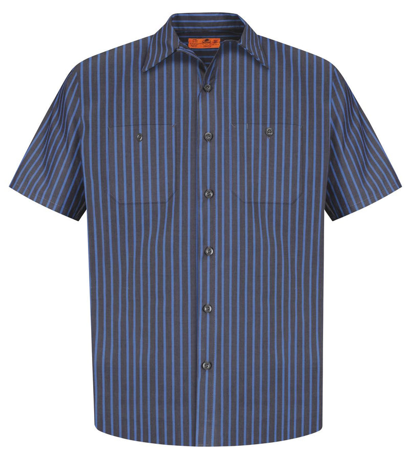 Red Kap Long Size Short Sleeve Striped Industrial Work Shirt