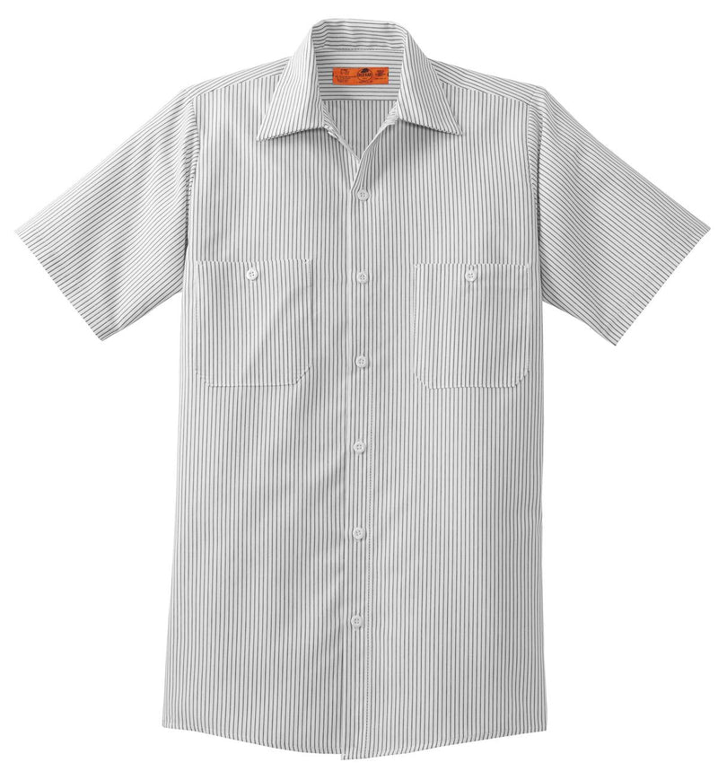 Red Kap Long Size Short Sleeve Striped Industrial Work Shirt