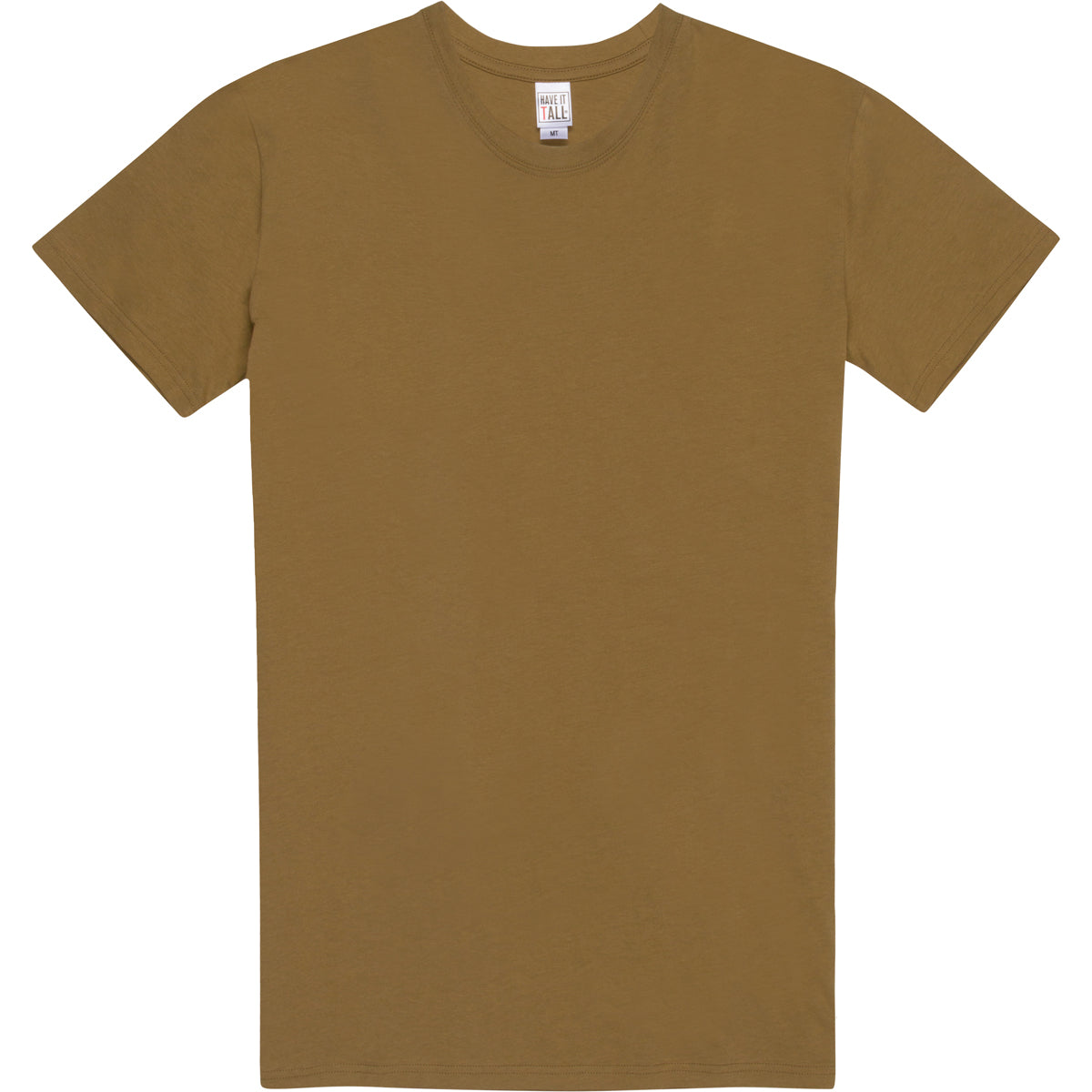 Have it tall 100% cotton luxury T shirt unisex soft tee in Coyote Brown color against a white background.