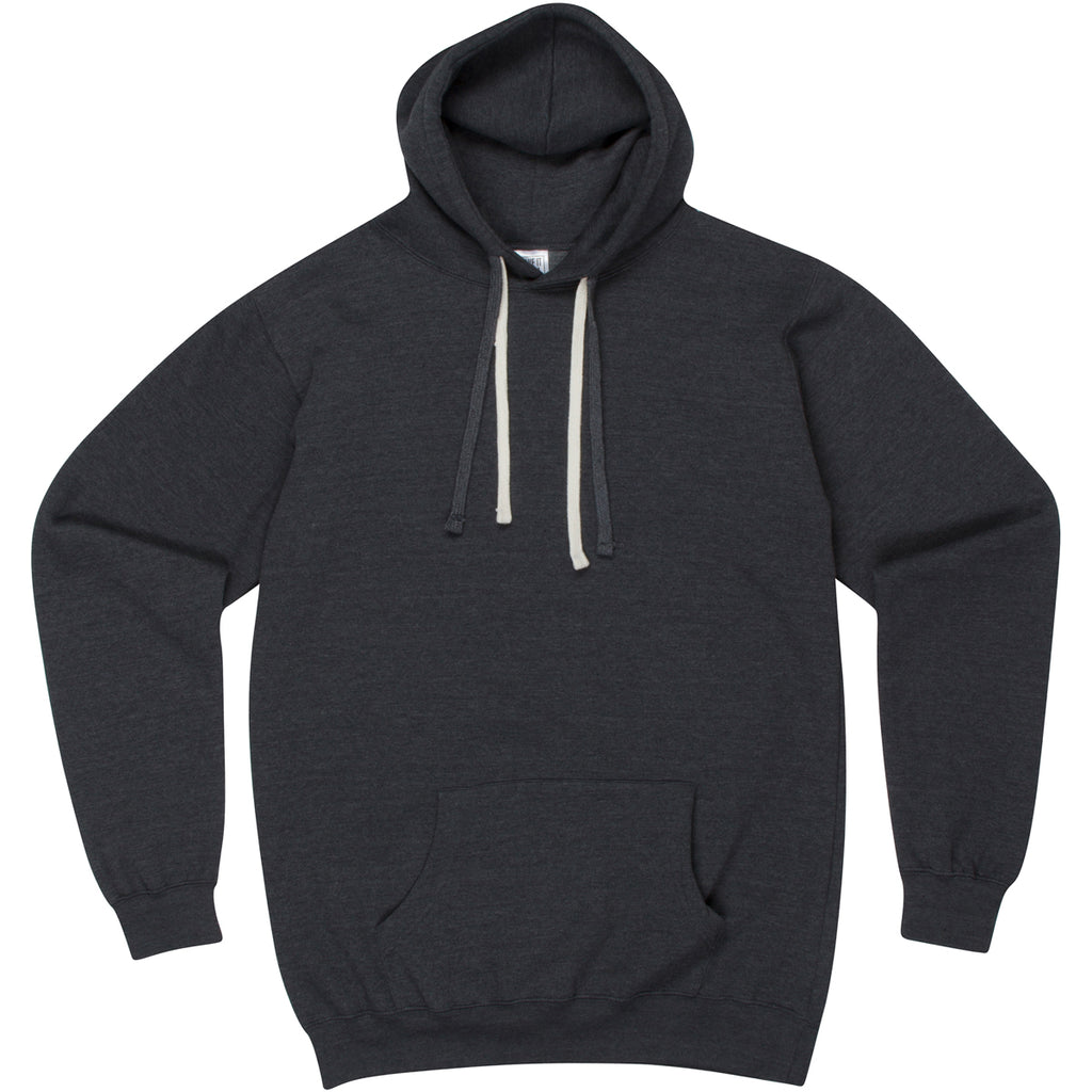 Have It Tall dark heather quality pull over hoodie with deep front pocket designed for comfort and large items against a white background