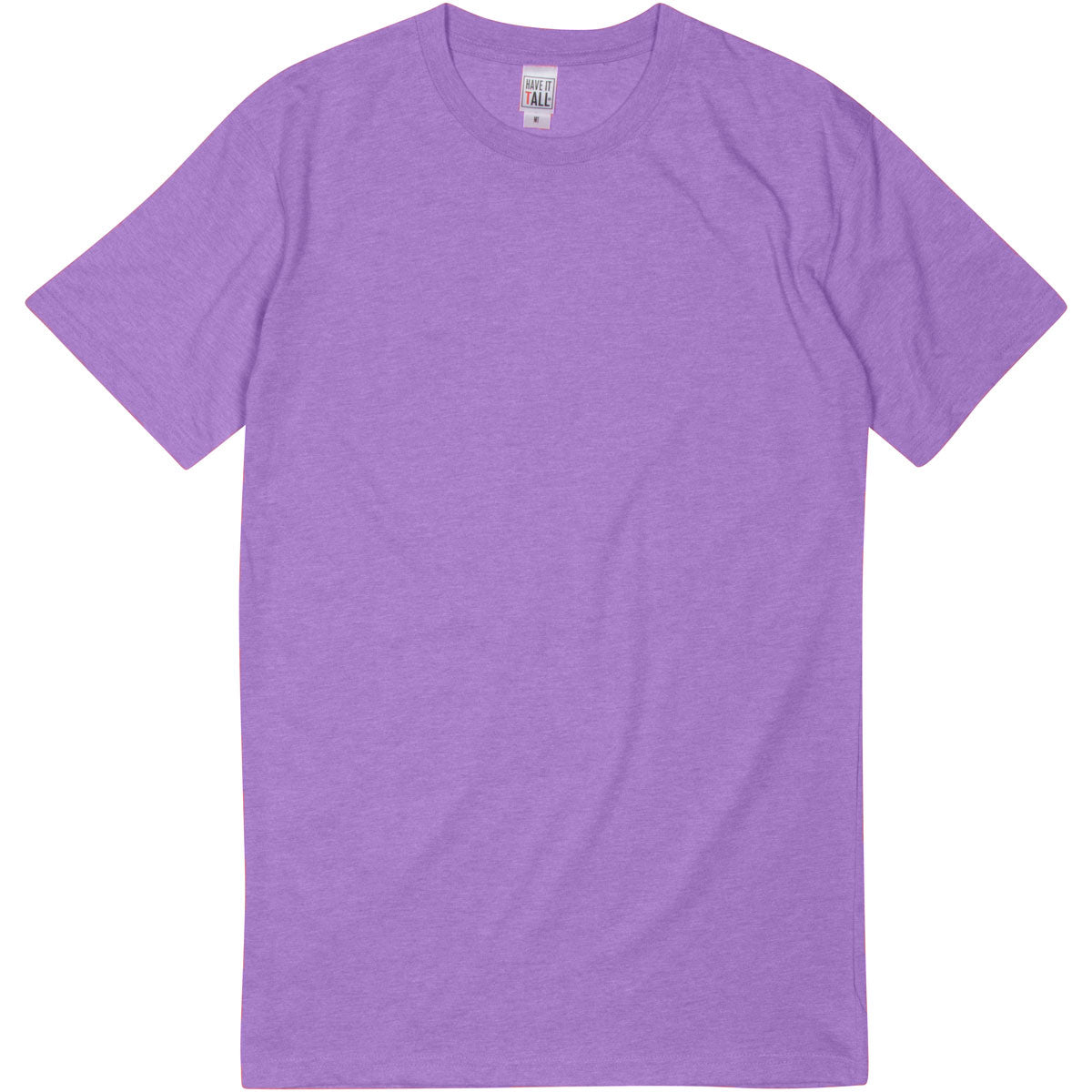 Have It Tall brand Soft Blend Fitted Heather Lilac Tall T-Shirt  for Men with Luxurious Soft Blend Fabric  on a white background