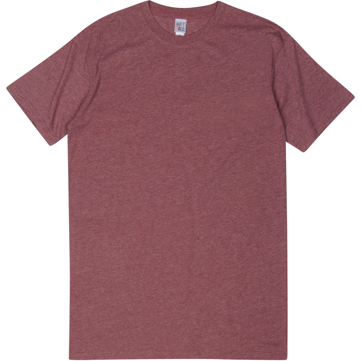 Have It Tall brand Soft Blend Fitted Heather Burgundy Tall T-Shirt  for Men with Luxurious Soft Blend Fabric  on a white background
