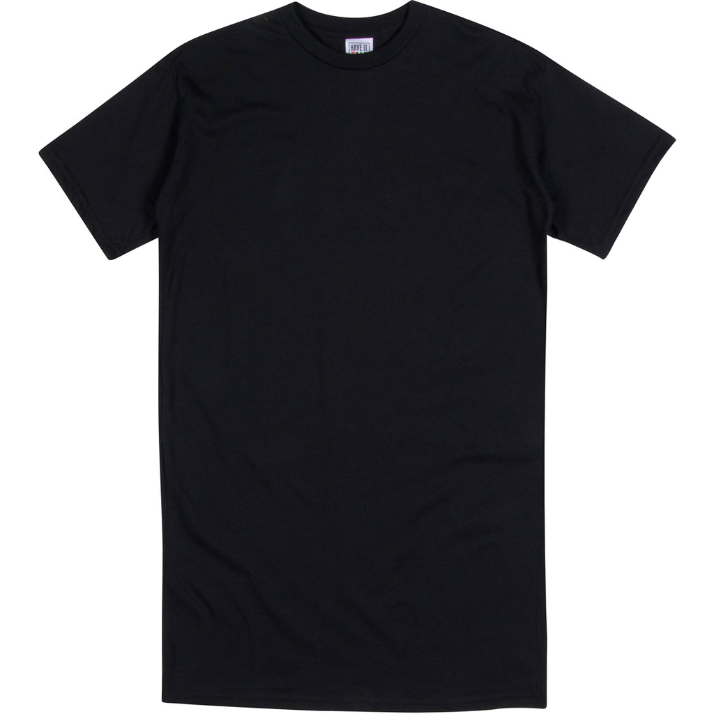 Have It Tall extra long soft blend Black t shirt luxury tall shrink resistant tee shirt against a white background
