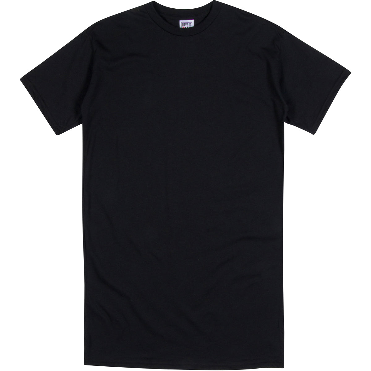 Have It Tall extra long soft blend Black t shirt luxury tall shrink resistant tee shirt against a white background