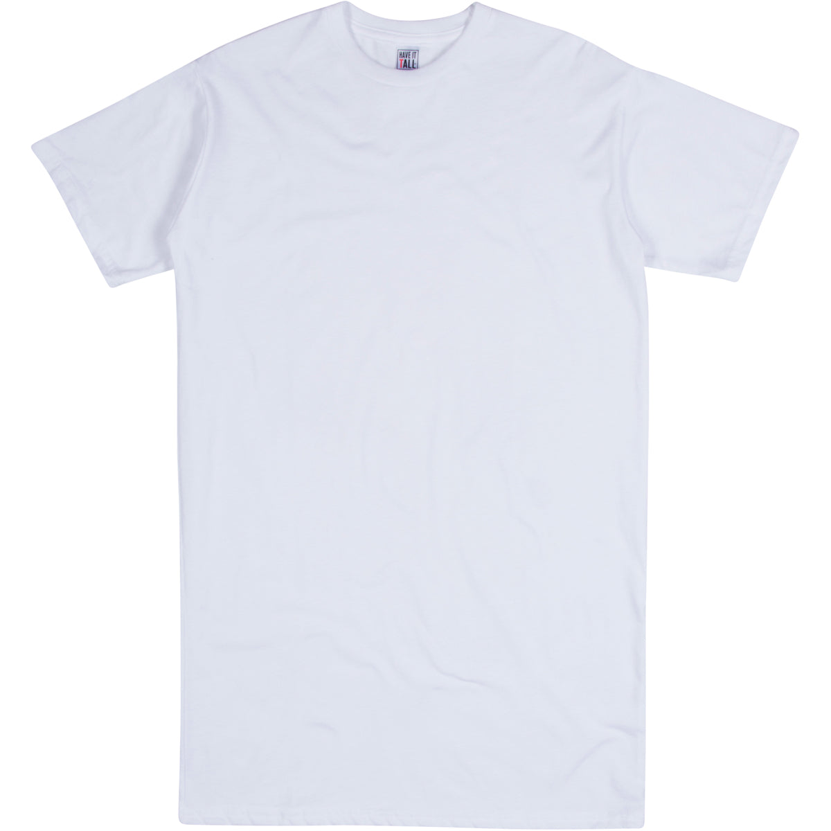 Have It Tall extra long soft blend White t shirt luxury tall shrink resistant tee shirt against a white background