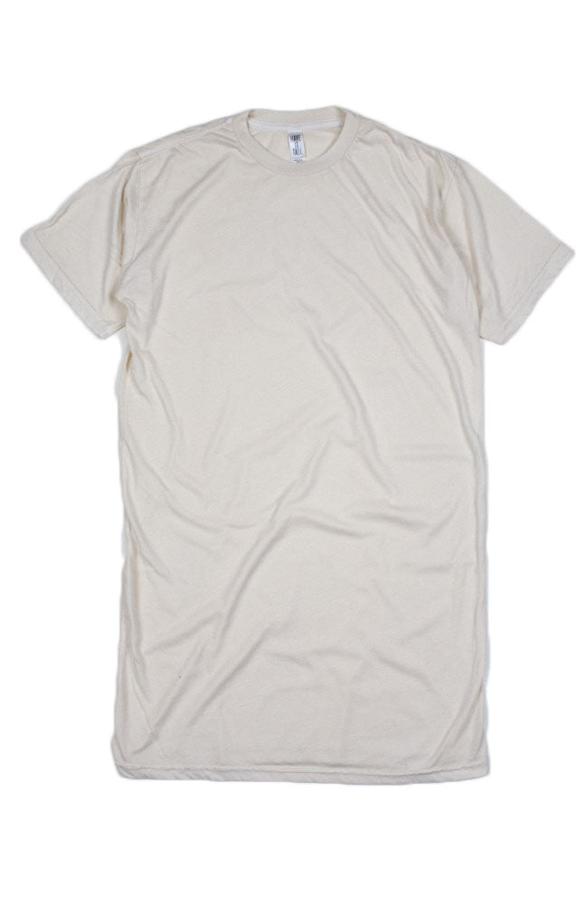 Have It Tall extra long soft blend Ivory t shirt luxury tall shrink resistant tee shirt against a white background