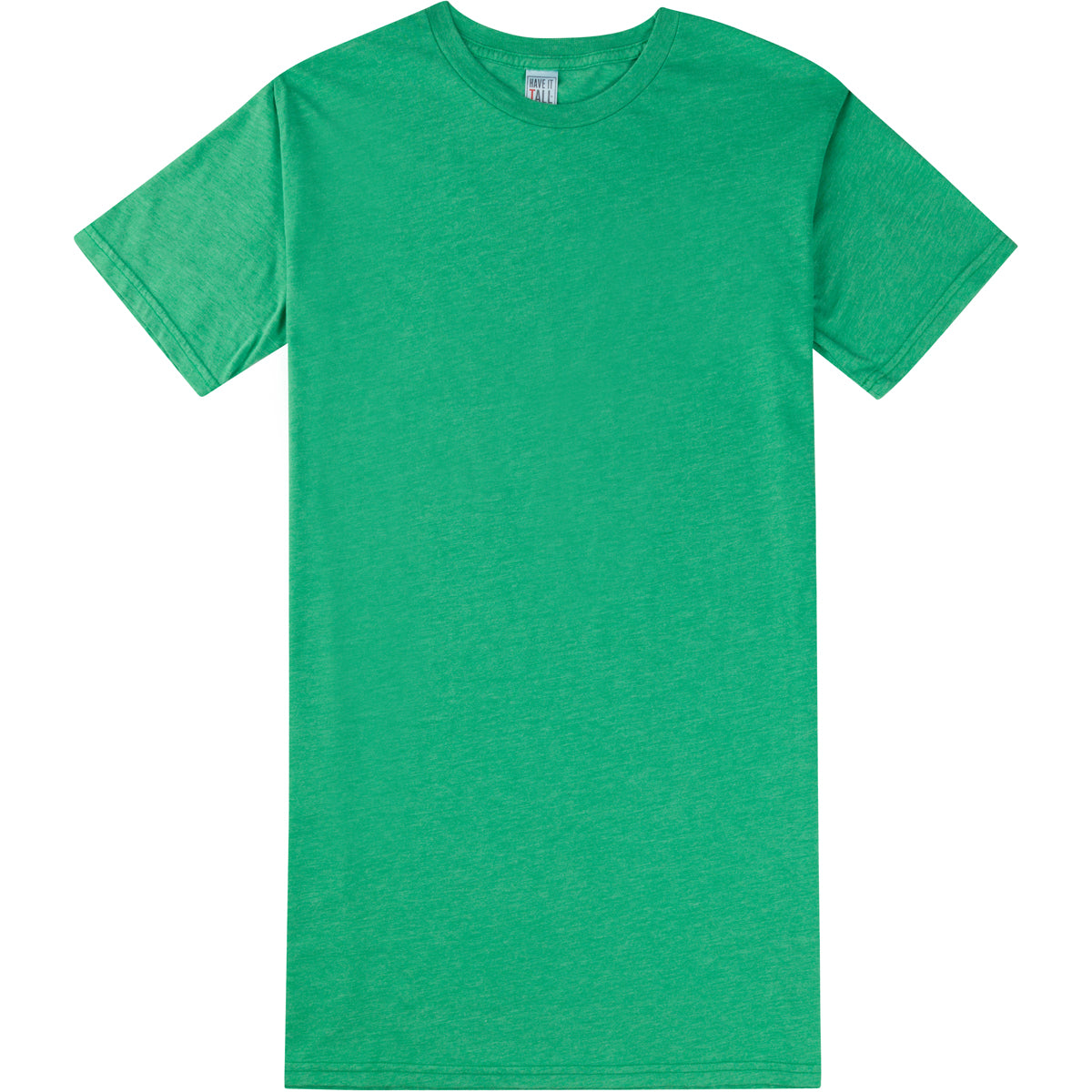 Have It Tall extra long soft blend Green t shirt luxury tall shrink resistant tee shirt against a white background