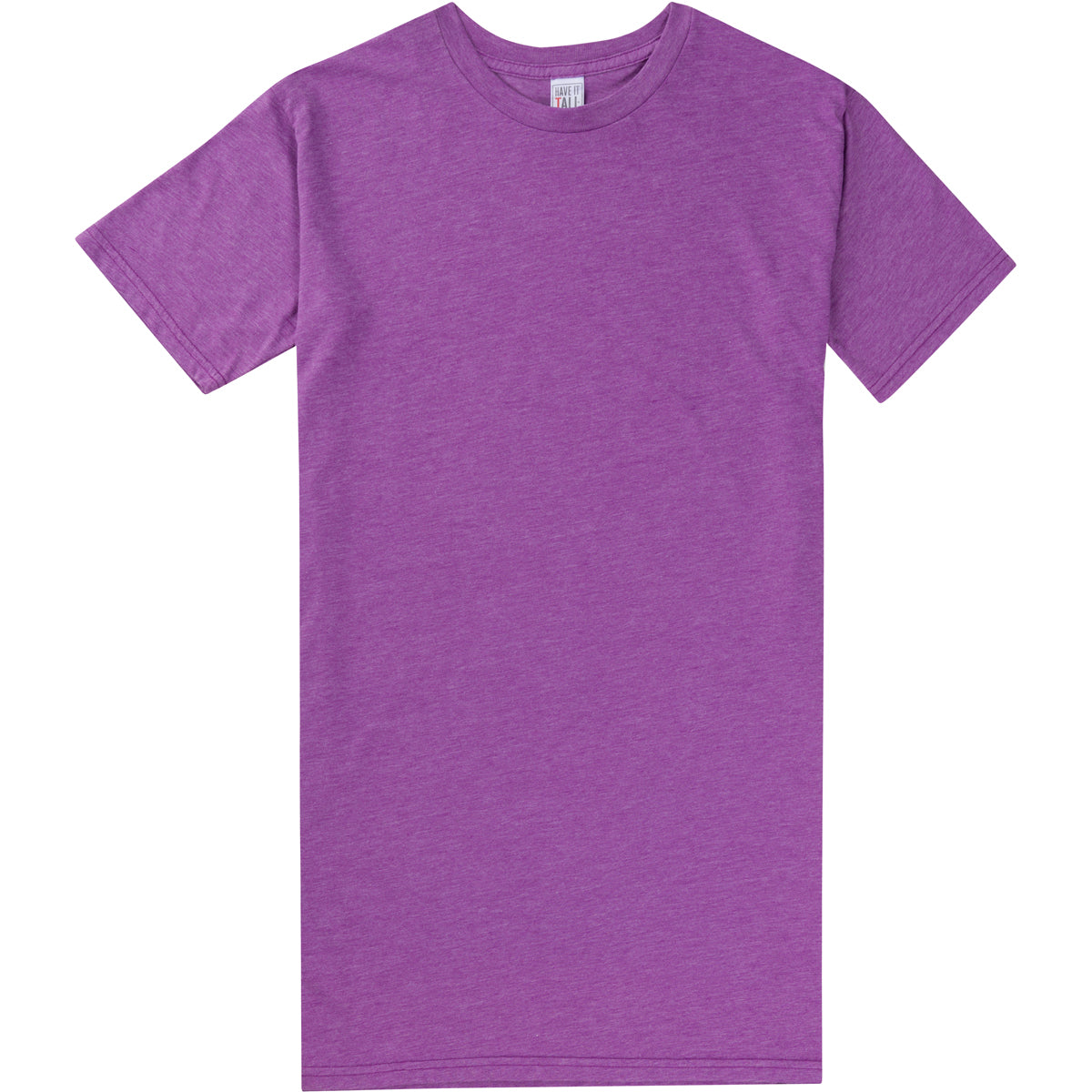 Have It Tall extra long soft blend Heather Lilac t shirt luxury tall shrink resistant tee shirt against a white background